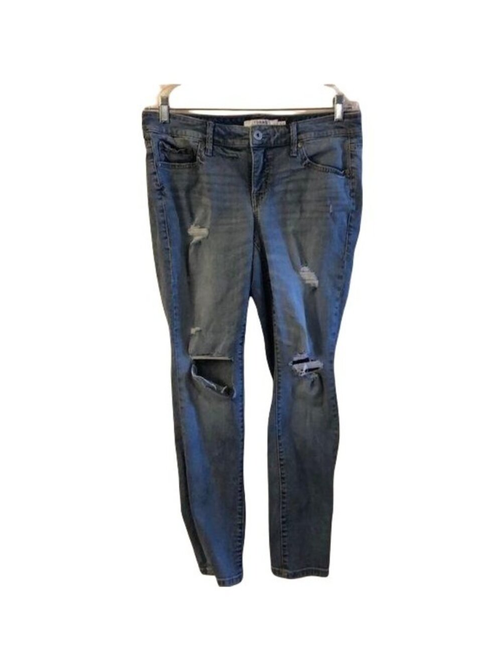 Torrid Womens Distressed Blue Denim Jeans Size 10R Slim Fit